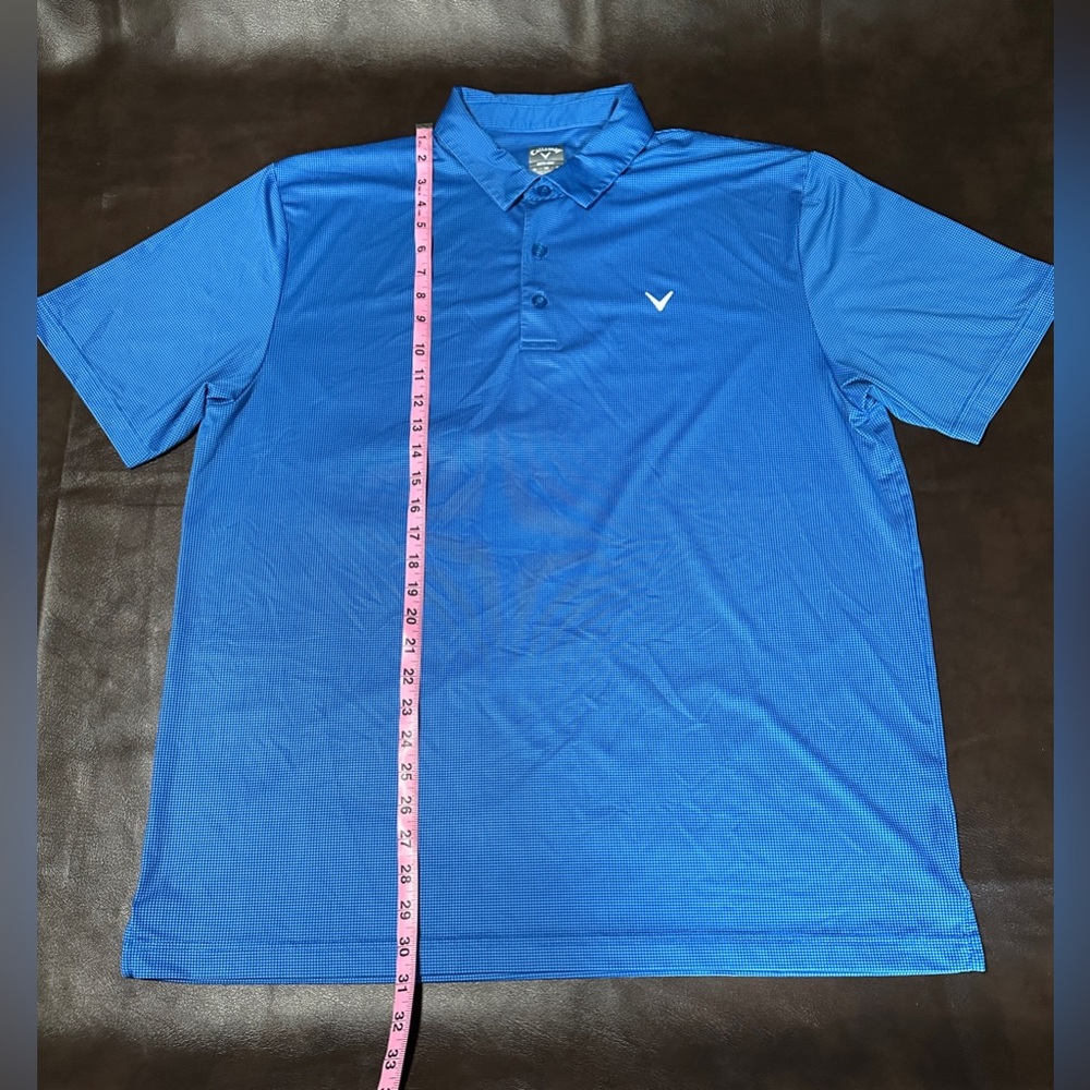 Callaway Polo Shirt Short Sleeve Opti-Dri Blue Square Golf Shirt XL - Picture 2 of 6